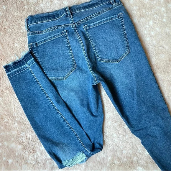 GARAGE High Rise Distressed Raw Hem Skinny Jeggings in Mudhoney Blue Size 7 - Picture 12 of 15